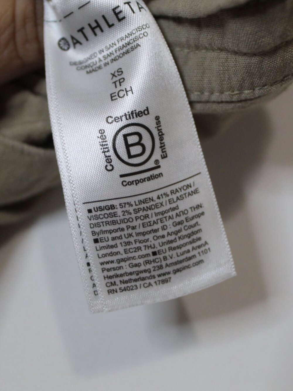 Athleta women's pants size XS tan linen cargo pants mid rise straight leg - Picture 10 of 14